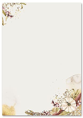 20 Sheets Motif Letter Paper! Autumn Garden DIN A4 - Flowers & Petals, Seasons - Autumn