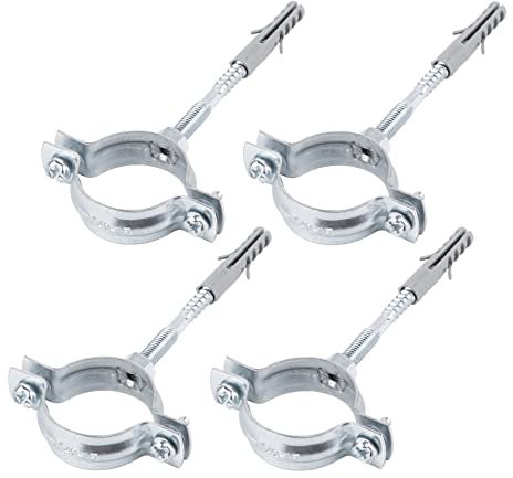 SKIR'CO Paquete de 4 soportes de tubería para tubos de Ø 40-45 mm, abrazaderas, soportes de tubería para montaje en pared y techo (4 piezas)