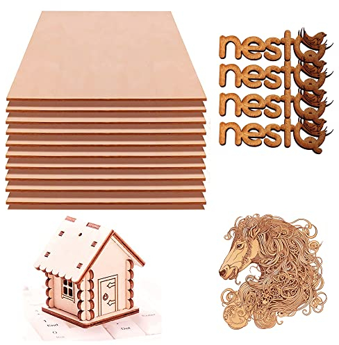 Nestq Pack 4 Hojas Tablero MDF 400x300x3 mm – Para Manualidades, Corte Láser, Pirograbado y Bricolaje – Superficie Lisa y Personalizable – Mdf 3mm 40x30 cm