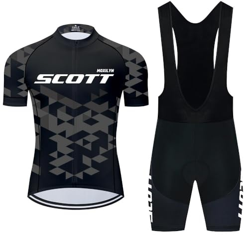 Moxilyn Abbigliamento Ciclismo Set Manica Corta Tuta Ciclismo Uomo Completo Ciclismo Estivo per Bici da MTB con Pantaloncini Imbottiti in Gel Traspirante