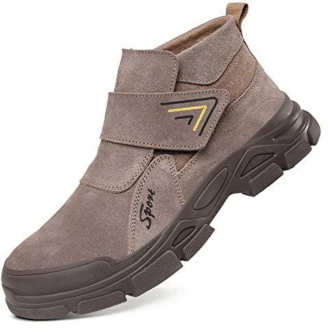 Pangolin Botas De Seguridad con Puntera De Acero para Hombre, Placa Antipinchazos, Eh, Correa para Soldador Marrón 42 EU