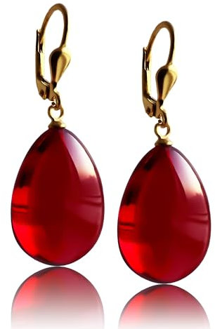 Amberistan Orecchini da donna, in ambra naturale, per adulti, orecchini a goccia in argento sterling 925 massiccio, con pietre preziose, regalo per mamma, Argento sterling Ambra, Ambra