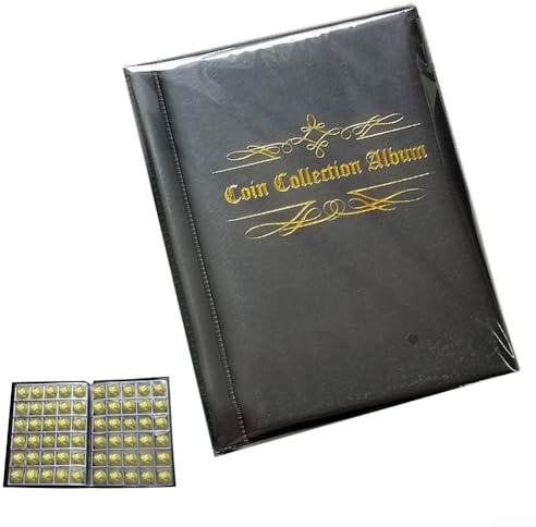 Emiif Suministros de colección de monedas, soporte para libros para coleccionistas, 480 bolsillos, álbum de colección de monedas para almacenamiento de monedas, estuche organizador