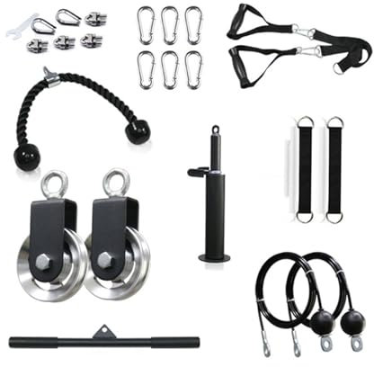 HEARSO LAT Pulldown Pulley System Gym, Lift Cable Machine Attachments with Triceps Pull Down, Biceps Curl, Back, Forearm, Shoulder, Arm Workouts