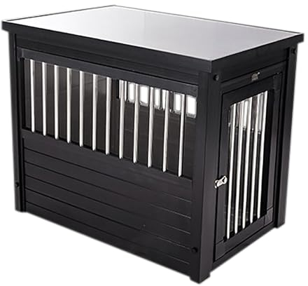 Hundebox Moderne Indoor Hundehütte für mittelgroße Hunde Indoor Hundebox für kleine Hunde 2-in-1 Hundekäfig Nachttish mit Türriegel Hundebox für Mittelgroße Kleine Hunde bis zu 40kg. ( Color : Nero ,