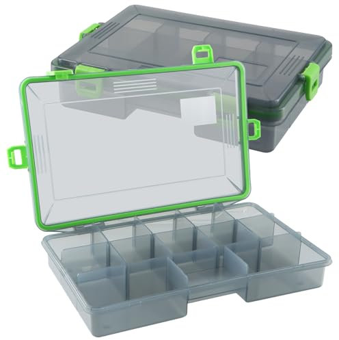 2 Stück Wobbler Box,Tackle Box Shallow,2 Größen Fishing Köderbox-Set,Wasserdichte Köderbox,Blinkerbox,Köderbox,Tackle Box,Hardbait,Kunstköder-Box (Grün)