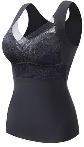 Generico Calda Cotone con Reggiseno Incorporato Maglia Termica Traspirante Termica Canottiere Sportiva Invernali Intimo Smanicato Maglia Elasticizzato Magliette Elegante Completo