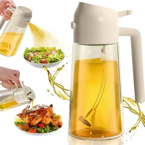 VITALIZUM Aceitera Spray 450 ml – Pulverizador de Aceite Antigoteo de Cristal, Reutilizable y Libre de BPA, Ideal para Cocina y Freidora de Aire
