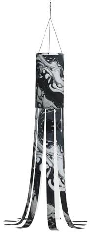 YQTGBCED Manica a vento autunnale con stampa marmo bianco e nero,Decorazione da appendere all'aperto per il Ringraziamento,Poliestere Fantasma Windsock