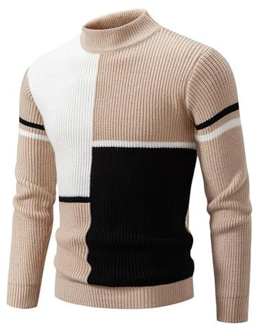 SRZYMJ Male Strickpullover Khaki Pullover Herren mit Reissverschluss Waffel Strickpullover V Ausschnitt Strickfleecejacke Hemd Tracht Western Outfit Atmungsaktive Shirts Weihnachten Pyjama L