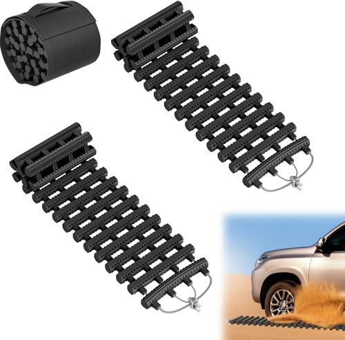 YRHome Anfahrhilfe Traktionshilfe Sandmatte Tracking Mat 80 x 21 cm Anfahrtshilfe Traktionsmatte Anfahrmatte Offroad mit Tragetasche Sandblech für Schnee, Schlamm, EIS