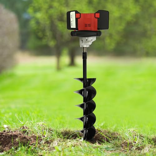Coclea per scavatura/perforazione a terra senza fili con sei velocità regolabili, 2000 W, 1200 giri/min, 2 batterie da 21 V, ecologica, per scavare i buchi, 6,0 Ah