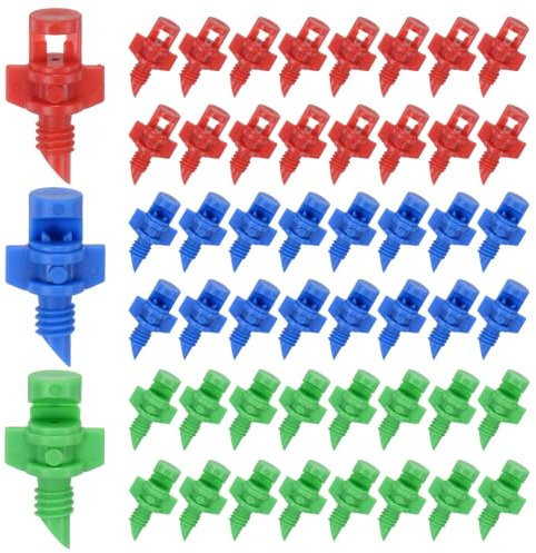 M METERXITY 300-pack dimmunstycken, 90/180/360 graders bevattningsutsändare sprinkler för trädgård/växt/gräsmatta vattenbevattningssystem taggbrytning atomiserande droppare [blå/grön/röd]