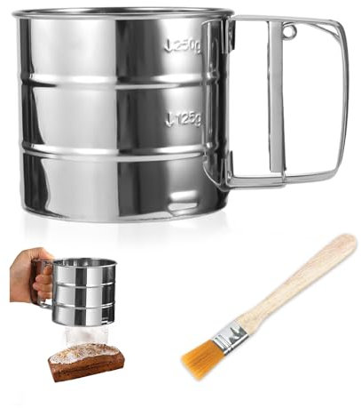 YZROHYI Setaccio Farina Acciaio Inox 250 G,Spargi Farina Setaccio per Farina di Mandorle,Setacciatore Farina Acciaio,Colino per Setacciare Farina,Spargi Zucchero a Velo Spargitore,Setaccio da Cucina