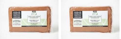 Pébéo - Gédéo Argile Sans Cuisson - Terre Glaise Sans Cuisson - Modelage, Moulage et Poterie - Argile Rouge Autodurcissante Sans Four - 1,5 kg - Rouge (Lot de 2)