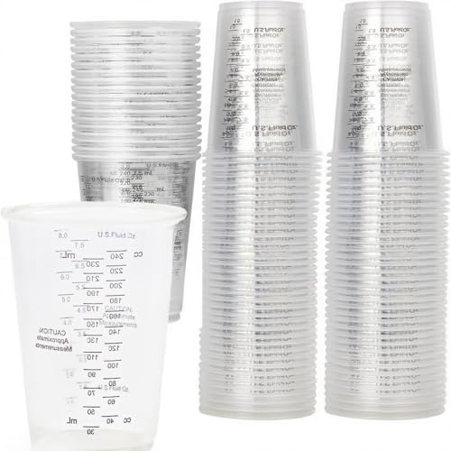 50 vasos medidores transparentes con escala,Vaso medidor,measuring cupsVasos,Reutilizable,Vaso mezclador de plástico para mezclar resinas,líquidos y pinturas