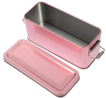 LOLIPPYY Caja de almacenamiento de hojalata, con tapa, lata de metal para galletas, dulces y chocolates, estuche rectangular multiusos para almacenamiento de cocina y bodas