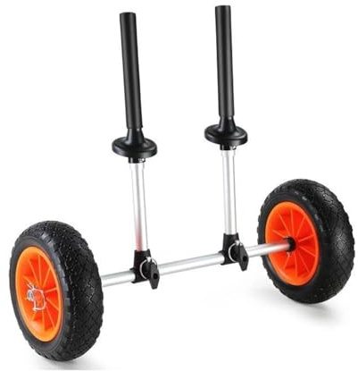 JTKSSCS Carro Kayak Heavy Duty Kayak Cart, Detachable Canoe Trolley Cart with 10'' Solid Tires, Adjustable Width Top Foam Protection