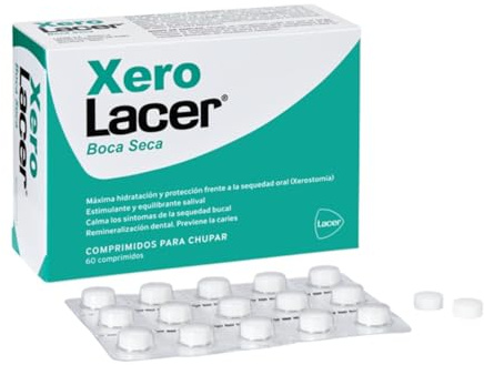 XEROLACER - Boca Seca, 60 Comprimidos para Chupar, Alivio de la Sequedad Bucal, Refresca la Boca, Remineraliza el Esmalte, Refuerza las Encías, Reequilibra la Flora Bacteriana