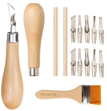2 Set Lino Cutting Tools, Linoleum Cutter Tools for Printmaking, Sculpture, and Handicrafts, Lino Cutting Printing Tool Kit with 1 Cleaning Brush,for Lino Printing Linocut Printmaking and Stamp