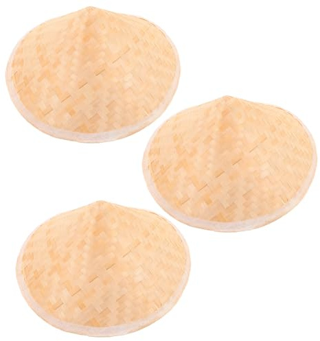 ifundom 3pièces Chapeau de Paille Conique pour Garçon Fille à Peindre Soi-même Chapeau de Fermier Accessoire de Cosplay Oriental pour Activités Créatives