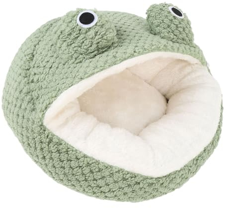 SIXRUN Plysch Grodaformad Bäddsoffa för Husdjur, Söt Kattsoffa med Lång Plysch och Bubbelfleecematerial Varm Mjuk Bekväm Avkopplande Viloplats (L)