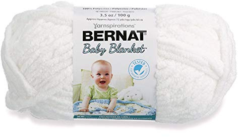 Bernat Baby Blanket Yarn, 3.5oz, Super Bulky 6 Gauge - White - Single Ball Machine Wash & Dry
