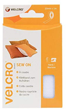 Velcro Marque, Ruban Adhésif À Coudre Auto-Agrippant Pour Tissu, À Crochets Et Boucles, Qui Se Coupe À La Longueur Désirée & Parfait Pour Les Activités De Couture, Blanc, 20 Mm X 1 M