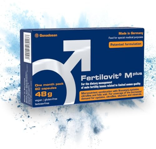 Fertilovit M Plus | Fertilidad y Formación de Espermatozoides | Vitaminas para la Concepción Masculina | Clínicamente Probado, Patentado para la Fertilidad | 60 Cápsulas