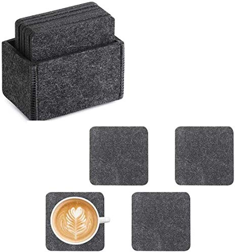 Voarge Filz-Untersetzer 8er Set mit Aufbewahrungs-Box-Rutschfester hitzebeständiger waschbarer Glasuntersetzer, Glasuntersetzer in dunkelgrau für Getränke, Tassen, Bar, Premium Tischuntersetzer