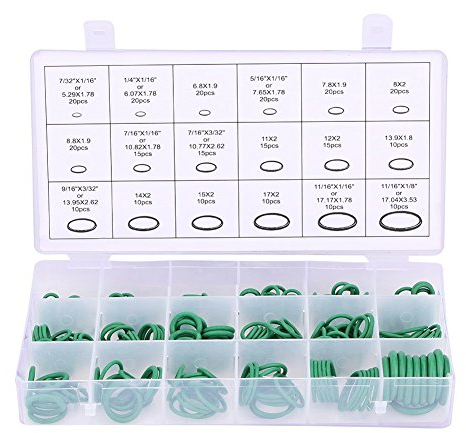Air Conditioning Compressor Rubber Gasket, 270pcs Assorted Car Air Conditioning Compressor O-ring Seal Gasket Set Rubber Washer Seals (Green)