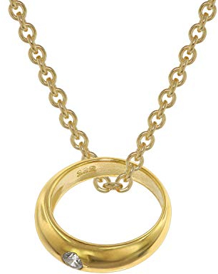 trendor Taufring Anhänger Gold 585 an goldplattierter Silberkette 39462-42 42 cm