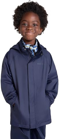 Mountain Warehouse Pakka Kids Waterproof Jacket - Wind Resistant, Lightweight,Breathable Rain Coat for Girls & Boys, Packaway Bag - For Rain, Spring Summer Dark Blue Teen Size 13 Years