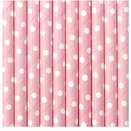 Saraoriginalshop Cannucce in Carta Monouso Biodegradabili 20 Pezzi 19,5 CM Cannucce per Cocktail Feste Bar Baby Shower Party Compleanno (POIS CELESTE E BIANCO)