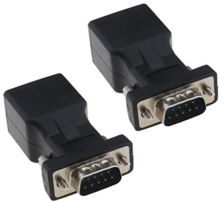 EMSea 2 adattatori seriali da RS232 DB9 a RJ45 da DB9 maschio a RJ45 femmina, convertitore Ethernet per dispositivi standard a 9 pin D-sub RS-232 per computer portatili e stampanti