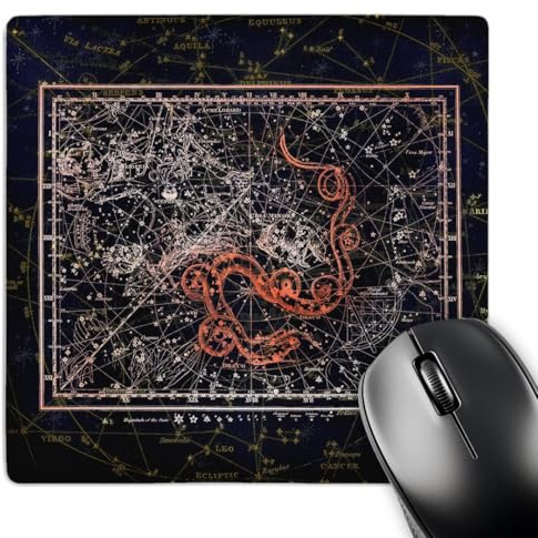 3dRose Retro Star Map. Constellations of Draco, Ursa Minor. Orange, White - Mouse Pads (mp-372495-1)
