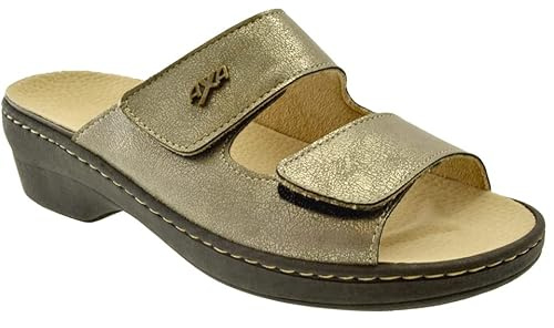 AXA SHOES Ciabatta estiva donna con plantare estraibile in pelle - doppio strappo - colore fucile - numero 37