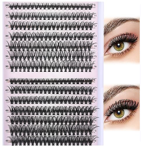 SIAMHOO Wimpern Extensions 280pcs Individual Fake Lashes D Curl 0.07mm 30D+40D Mixed Wimpern Bündel, DIY künstliche Wimpern Natürlich Einzelwimpern Wimpernverlängerung (30D+40D-0.07D-9-16Mix)