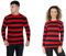 FNA FASHIONS® Adult Unisex Striped RED Black T-Shirt Denis TOP Crew Neck Fancy Dress Accessory (UK, Alpha, XL, Regular, Regular, Black and Red)