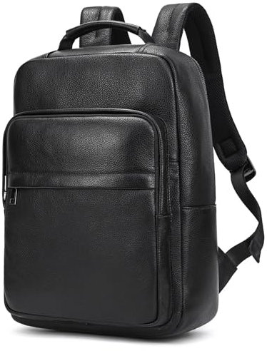 Mochila de negocios para hombre de cuero vintage Mochilas para 15,6 pulgadas MacBook Laptop Daypack para oficina Mochila grande de cuero genuino, mochila para ordenador portátil para hombre, 8019black