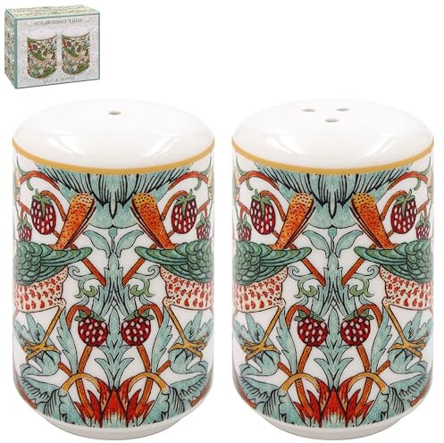The Leonardo Collection William Morris Strawberry Thief Salt and Pepper Shakers for Home & Restaurants | British Designed Salt and Pepper Sets for Kitchen | Durable Pepper and Salt Shaker for Dining