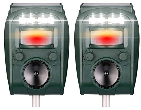 2X Répulsif à ultrasons Solaire pour Chats, répulsif pour Chats, répulsif pour Animaux, répulsif pour Pigeons, étanche IP65 5 Modes réglable, utile pour la Ferme, Le Jardin, la pelouse, la Cour