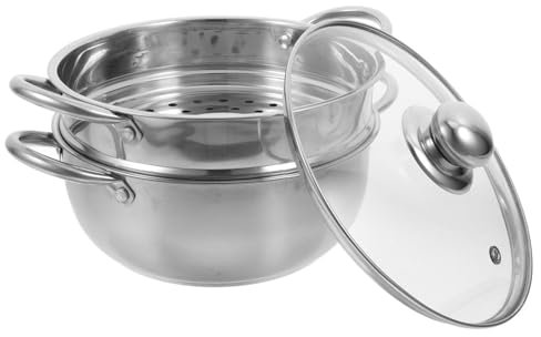 CATIEBYE Olla De Vapor De Doble Capa 20 Cm Acero Inoxidable Resistente Apta Para Todo Tipo De Estufas Cocina Al Vapor Para Uso Doméstico Apilable