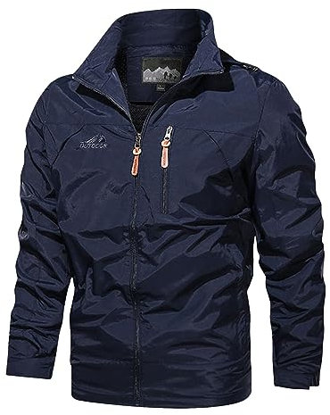 Giacca Impermeabile Uomo, Giubbotto Uomo Estivo, Giacca Antipioggia con Cappuccio Impermeabile da Escursionismo Leggera Trench All'aperto Giacche Antipioggia per L'uso Quotidiano E All'aperto
