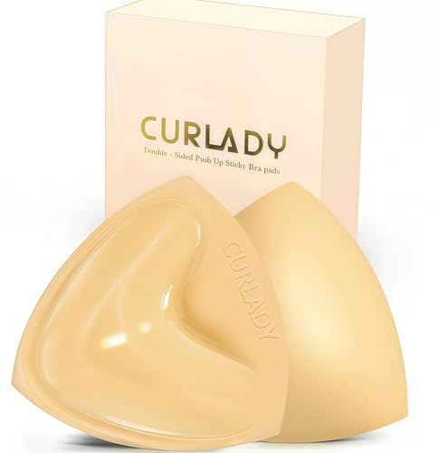 CURLADY Sticky on Bra Inserts, Double Sided Sticky Bra Push up, Strapless Bra Lift Self Adhesive Bra Pads for Backless Strapless Clothing, Wedding, Bikini and Daily Wear,Chicken Fillet Bra Inserts