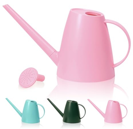 Bamworld Watering Can for Indoor Plants Long Spout Watering Cans for Garden Plants Indoor Outdoor Small Water Can for House Flower 1.8L 60oz 1/2 Gallon(Pink)