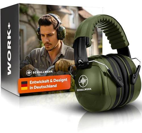 Schallwerk ® Work+ auriculares aislantes ruido – orejeras de tamaño ajustable – amortigua el ruido y protege el oído – ideal en el trabajo – protección auditiva laboral (Olive Green)