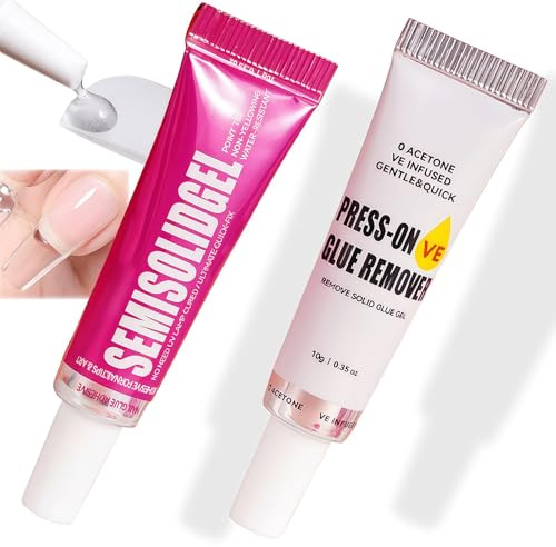 30-Day Strong Nail Glue Gel, No UV Lamp Needed, Fast-Drying in 15s for Press-On & False Nails. Includes Easy Remover, Long-Lasting Hold, Perfect for At-Home Nail Art