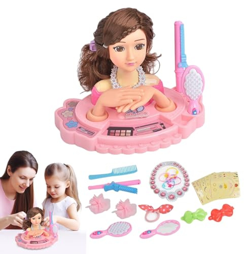 Testa Di Bambola Per Bambini - Kit Per Acconciature Con Testa Di Bambola Per Ragazza, Gioco Di Finzione Educativo Per Parrucchieri Per Trucco, Bambole Realistiche A Metà Corpo | Per Intrecciare La Pri