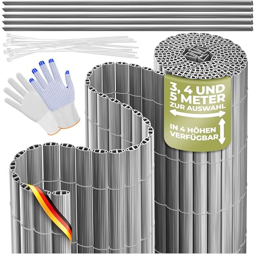 KESSER® - Paraspiega PVC per divisorio per stanze, 120 x 300 cm, rivestimento per balcone, protezione dal vento, lamelle rinforzate per balcone e terrazza, con fascette, copertura e guanti, colore